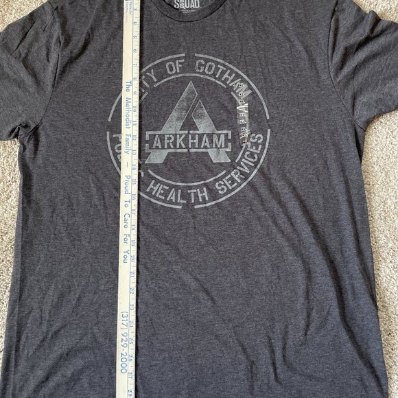 DC Comics Suicide Squad Men's New Gray Heather T-Shirt - Arkham Asylum Logo - Picture 6 of 6